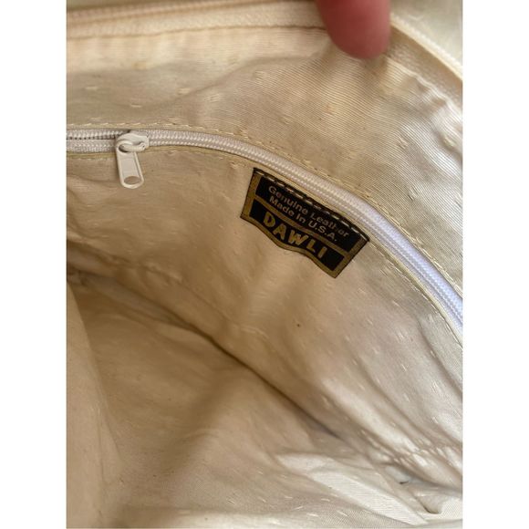 Dawli 100% Leather Cream Gold Hardware Snakeskin Shoulder Bag Purse - Picture 10 of 15